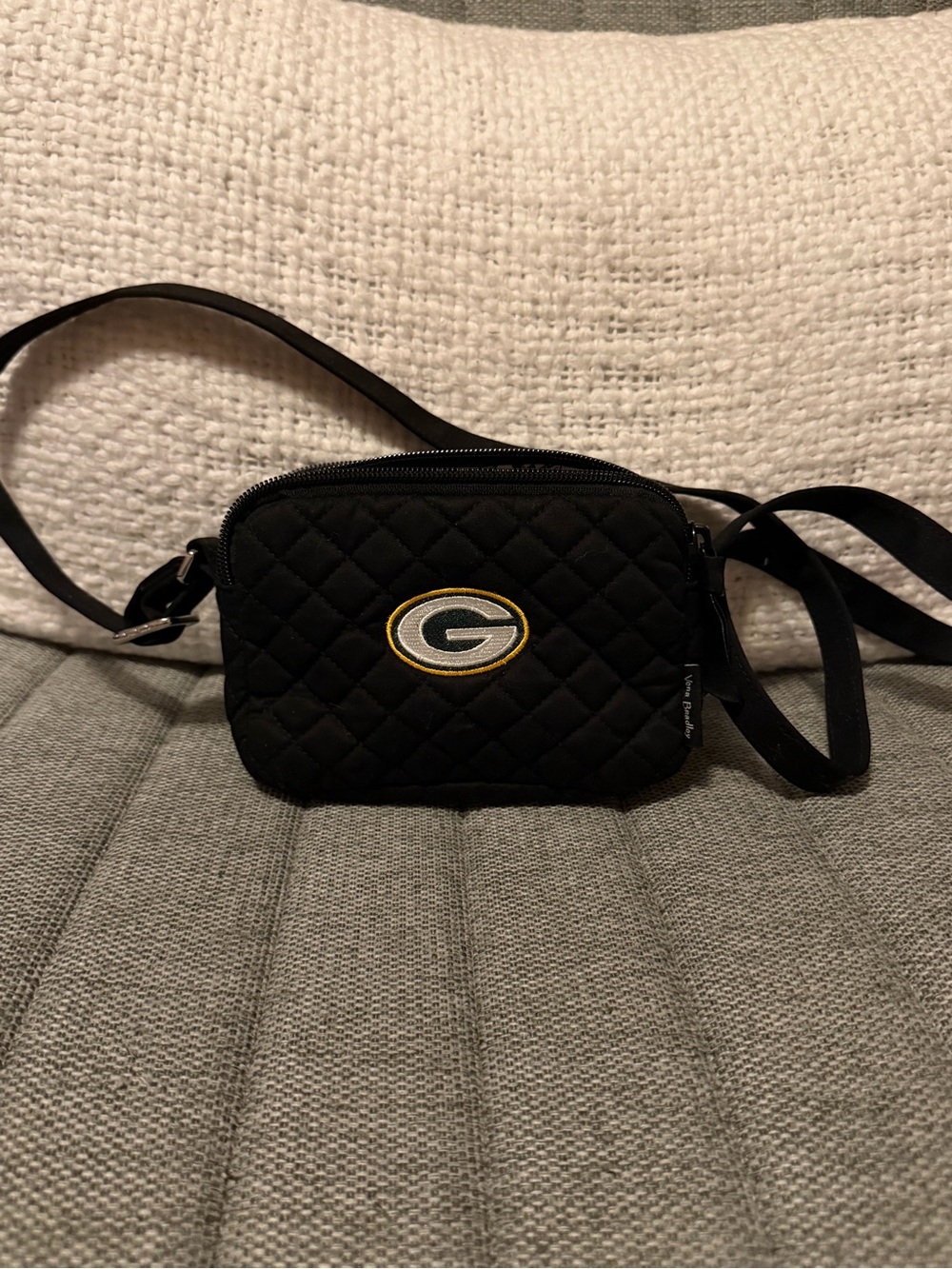 Vera Bradley Black Quilted Crossbody Green Bay Packers NFL Football Stadium Bag